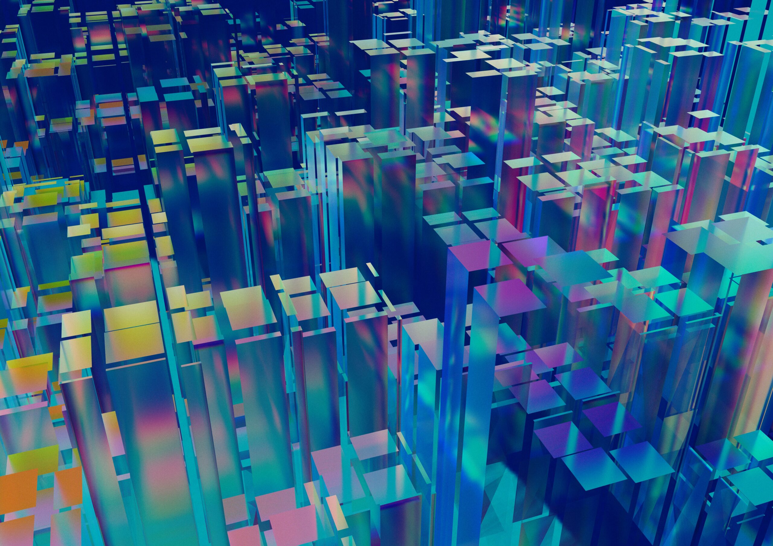 digital artwork in 3d of colorful structures